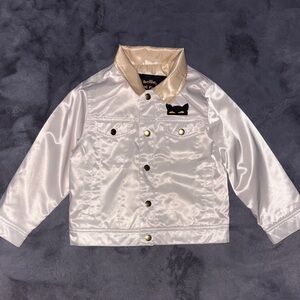 Mini Rodini Cream Satin Button-Up Kids Jacket Size 5-7